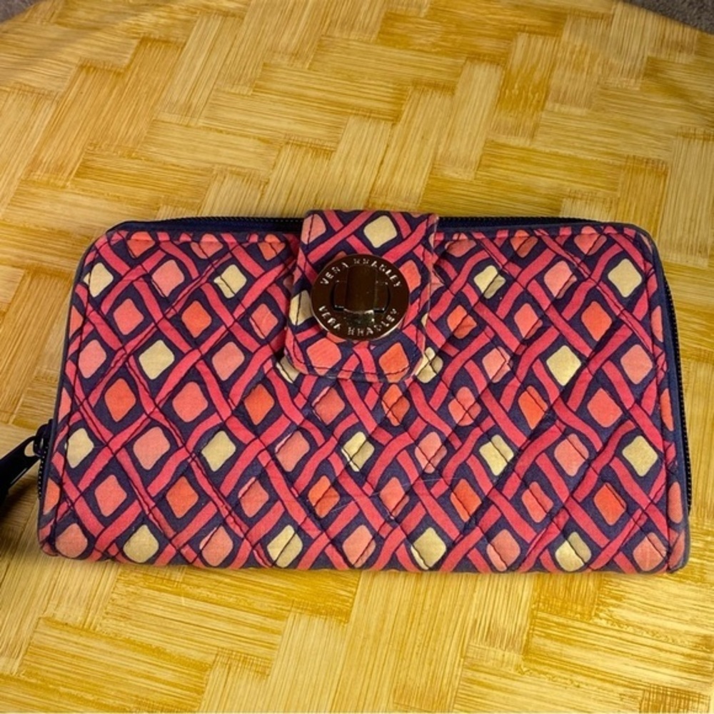 Vera Bradley Wallet Blue-Pink Zips